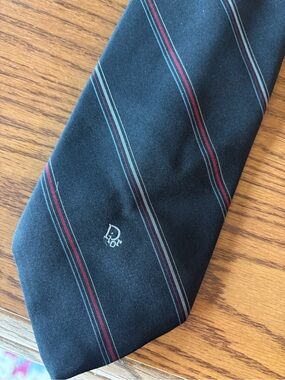 Christian Dior vintage Men's Black Striped Silk blend Tie